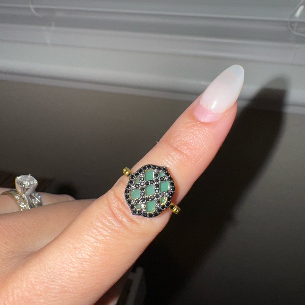 Freida Rothman Green Agate Ring